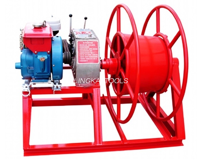 3600rpm స్పీడ్ 5 టన్ను పవర్ పుల్లర్ వించ్ వైర్ GX160 గ్యాసోలిన్ ఇంజిన్‌తో టేక్ అప్